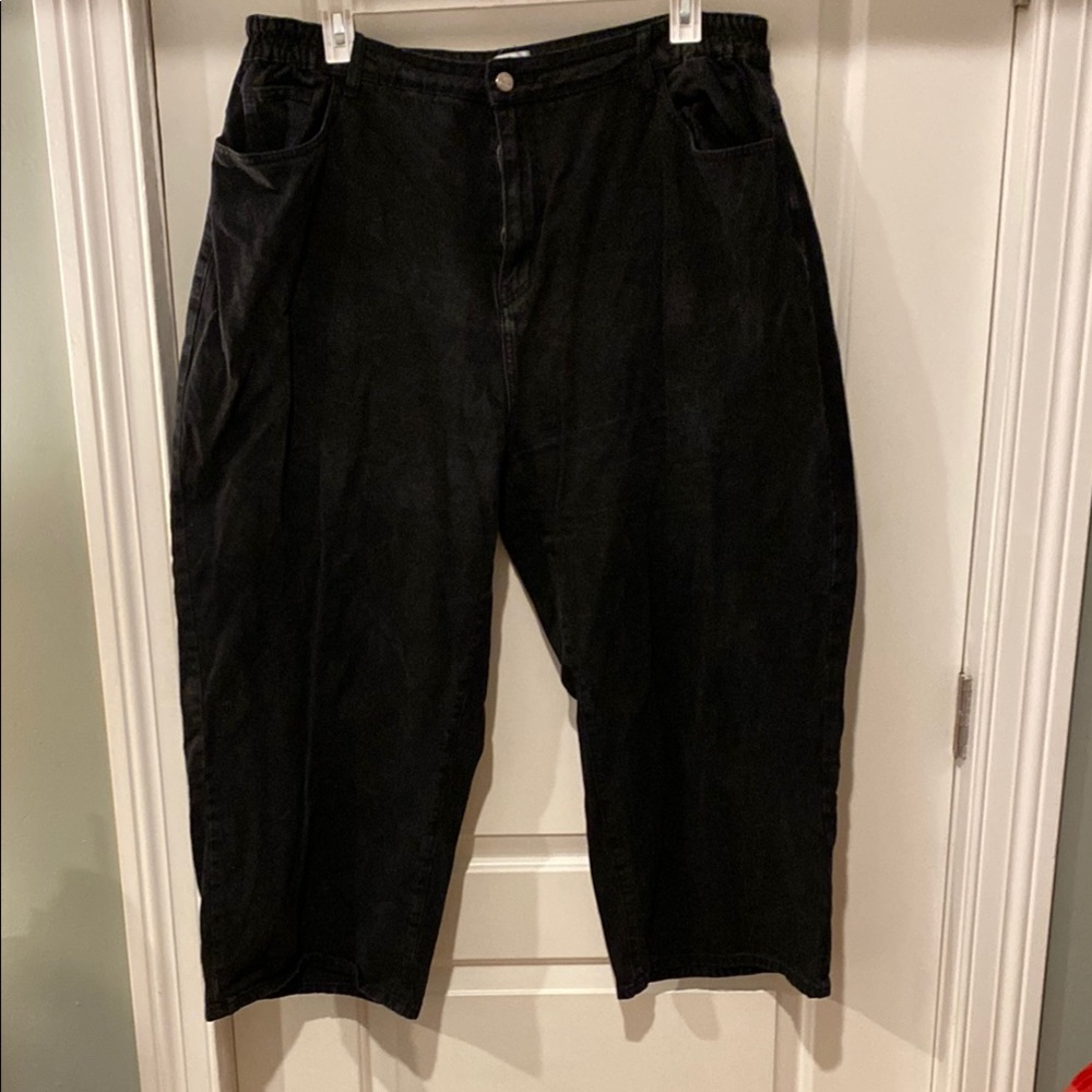 Shiny By Nature Black Wide Leg Jeans